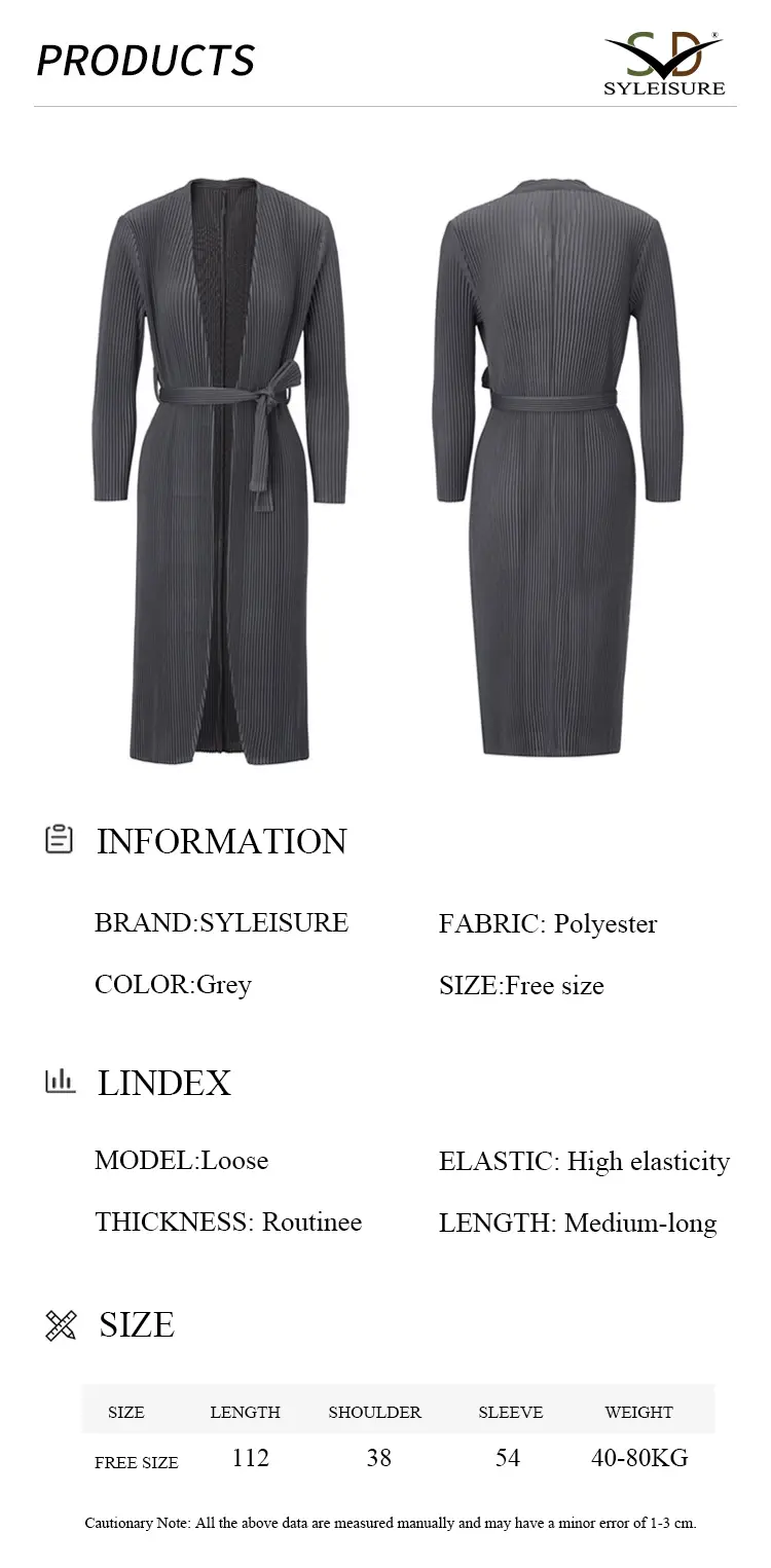 Women's Pleated Long Belted Coat (8)