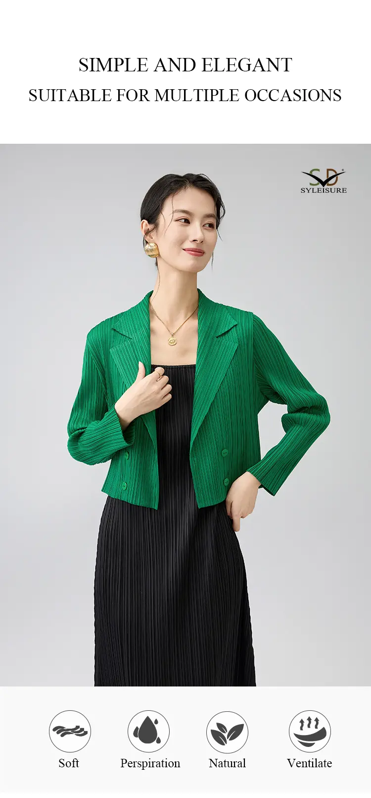 Women's Pleated Cropped Blazer (7)