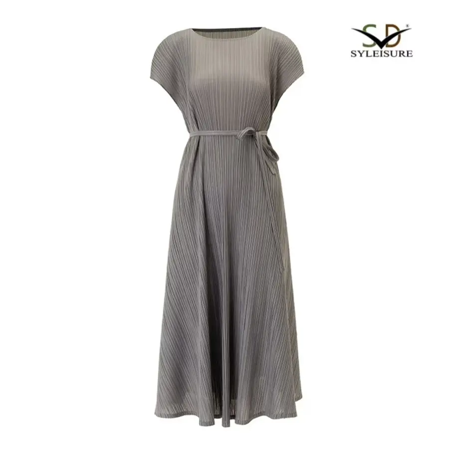 Women's Pleated Short - Sleeve Midi Dress (1).jpg