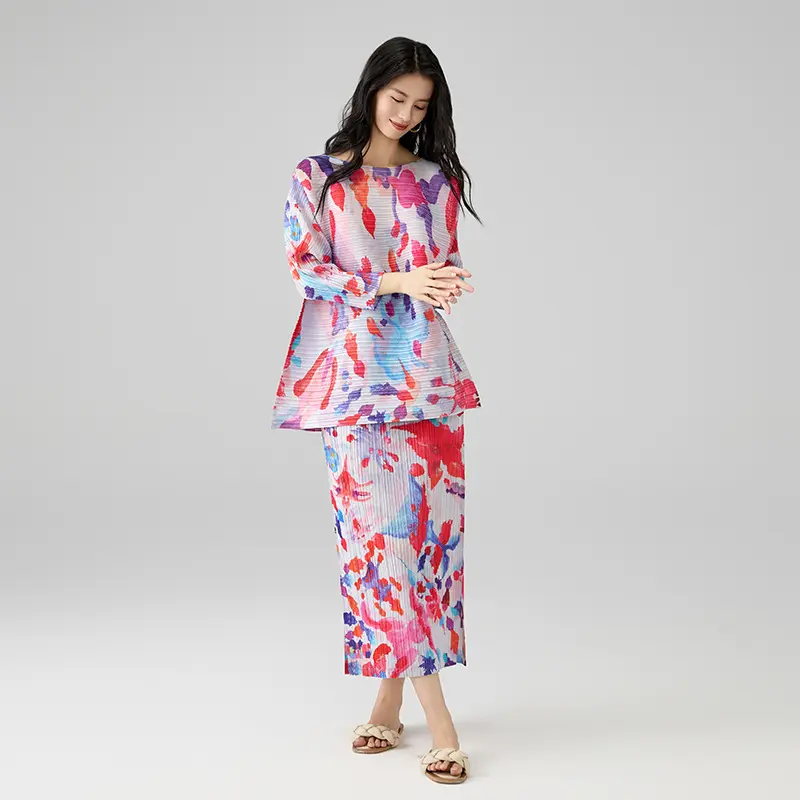 Floral Pleated Two Piece Set for Women (2).jpg