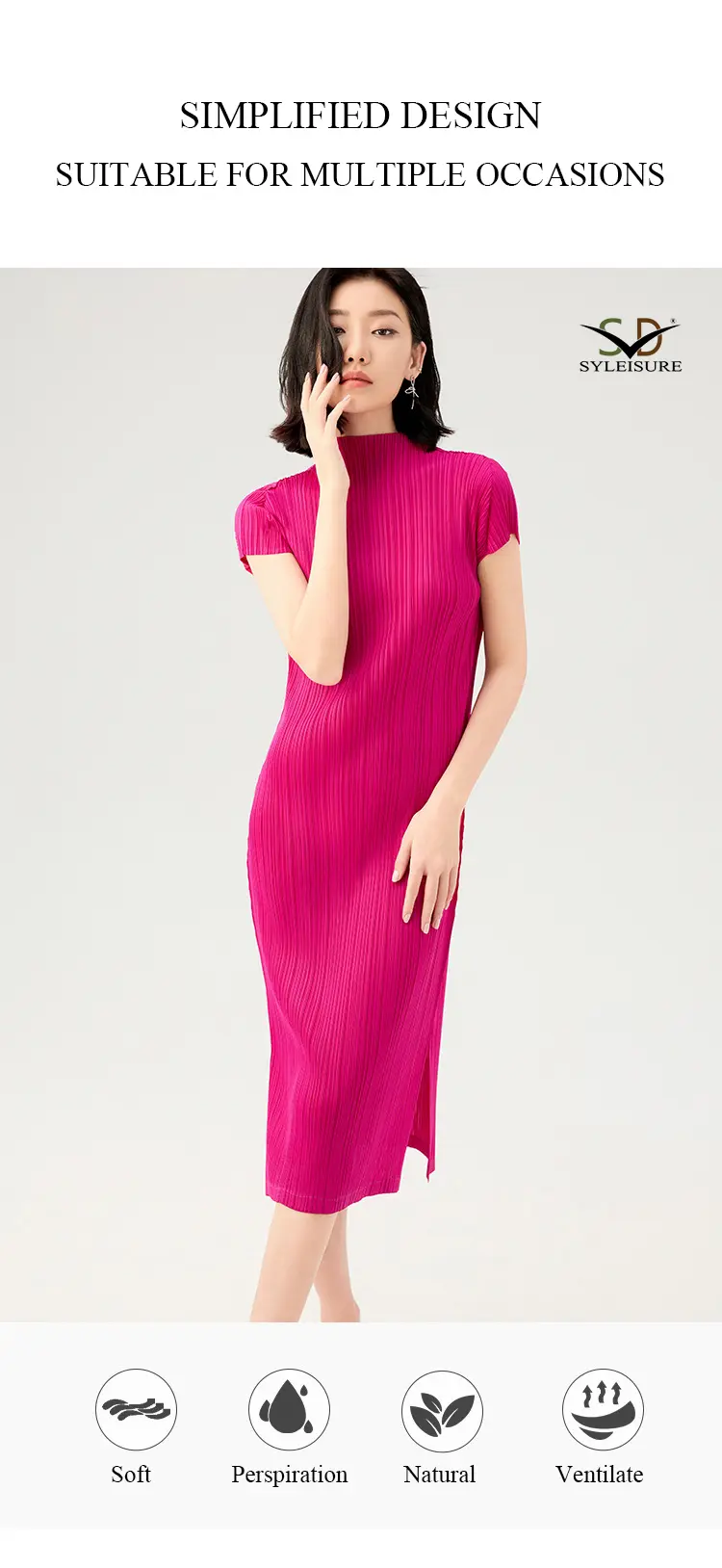 Mock Neck Short Sleeve Midi Dress (3)