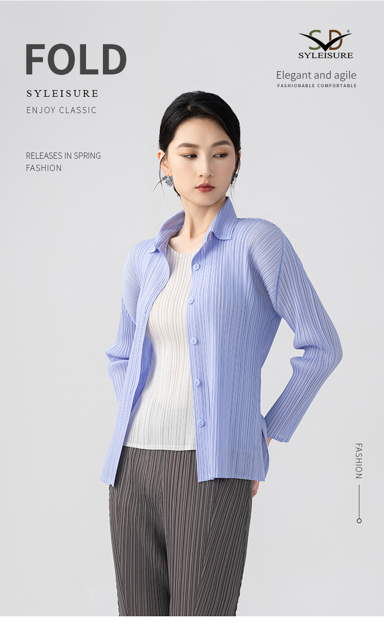 Women's Pleated Long - Sleeve Shirt (5)