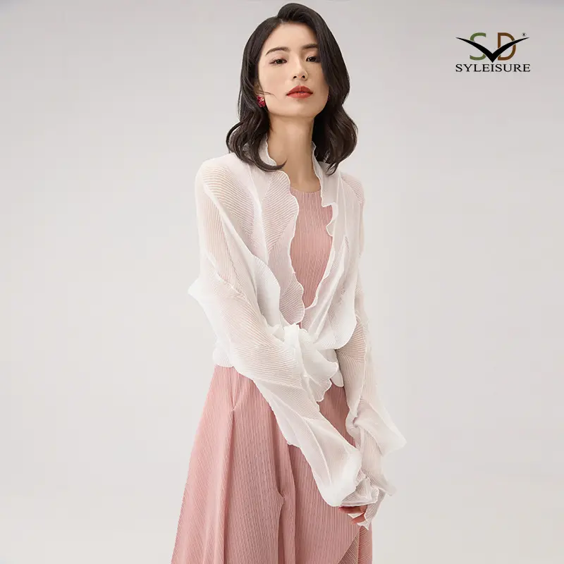 Women's Sheer Pleated Ruffled Shrug (3).jpg