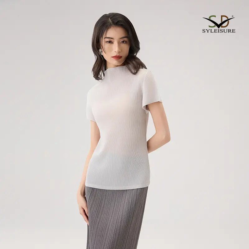 Women's Pleated Short - Sleeve Mock Neck Top (2).jpg