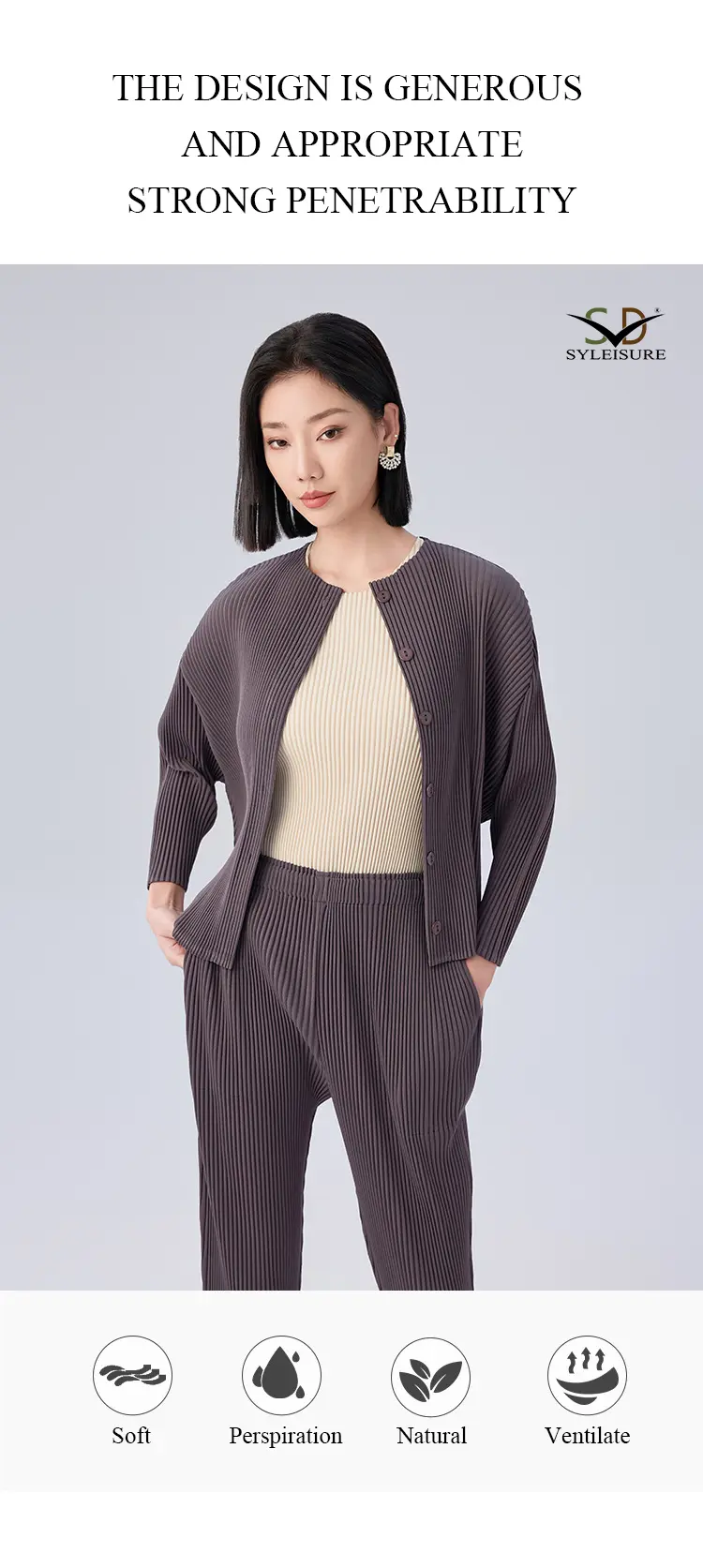 Sleeve Pleated Cardigan Set (7)
