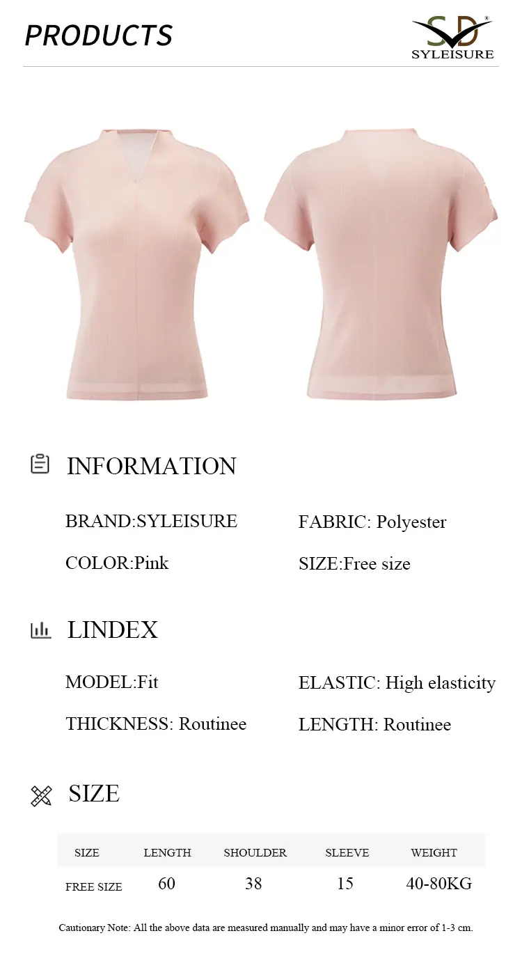 Women's Pleated Short - Sleeve V - Neck Top (8)