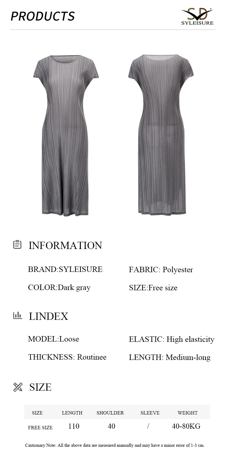 Women's Pleated Loose - Fit Midi Dress (8)
