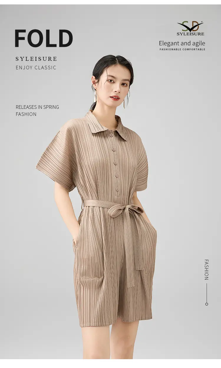 Women's Pleated Short - Sleeve Romper (5)