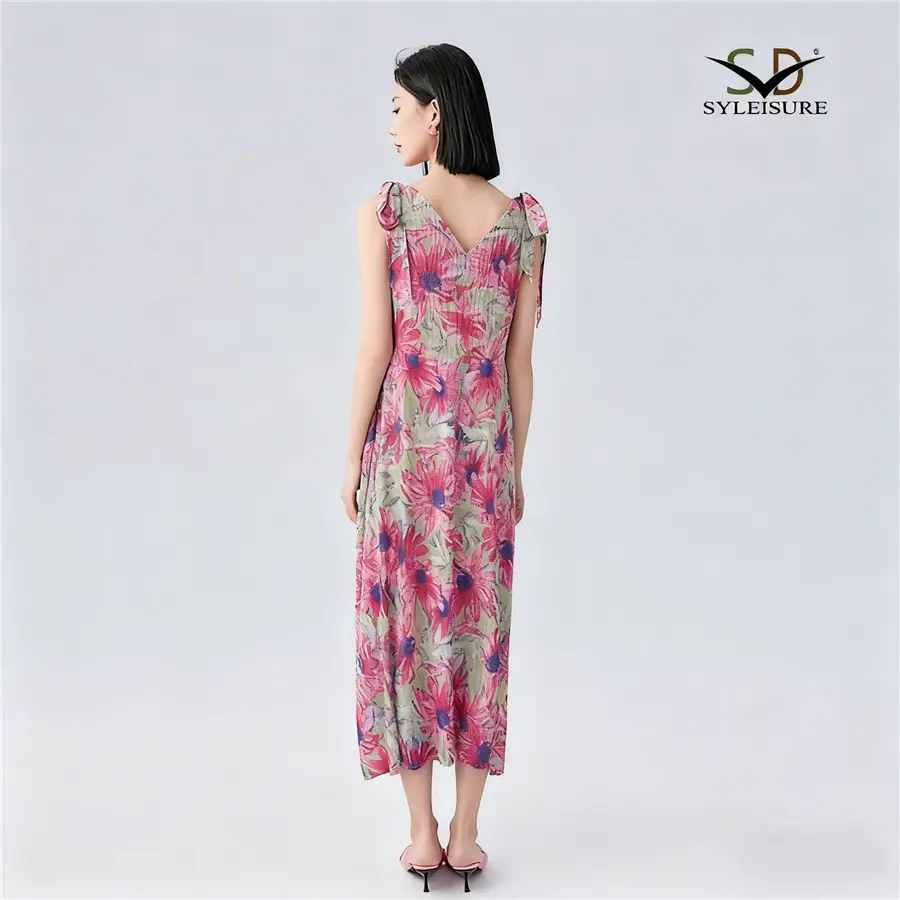 Women's Floral - Printed Pleated Sleeveless Midi Dress (2).jpg