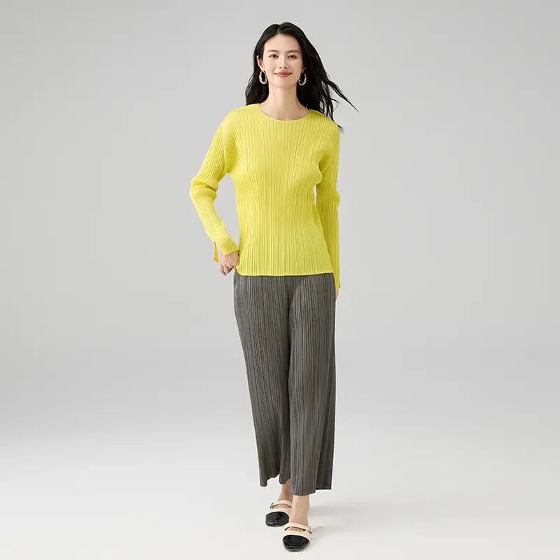 Elegant Long Sleeve Pleated Top for Women (4)
