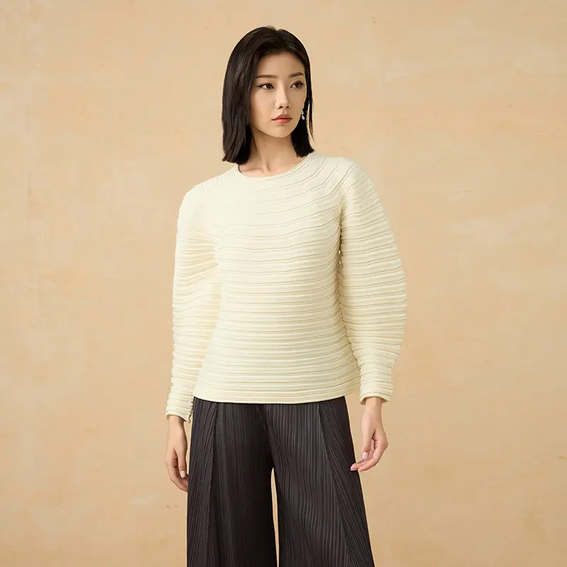 Elegant Pleated Long Sleeve Blouse for Women (6).jpg